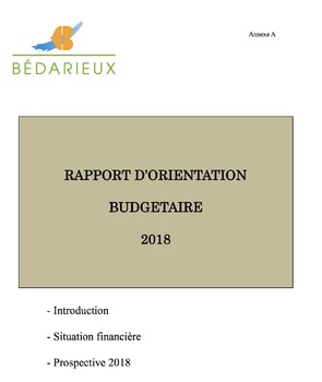 Rapport d'orientation budgétaire 2018